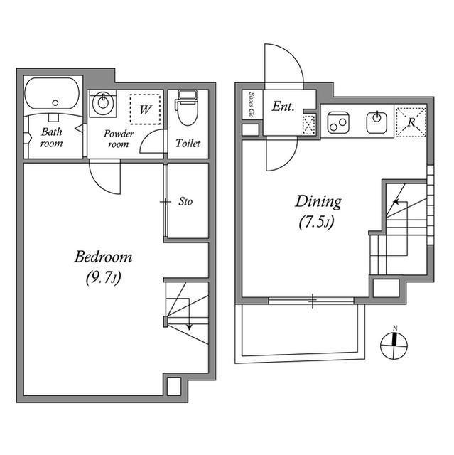 リーガランド西小山(1DK/1階)の間取り写真