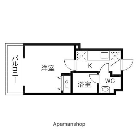 グランアセット自由が丘(1K/2階)の間取り写真
