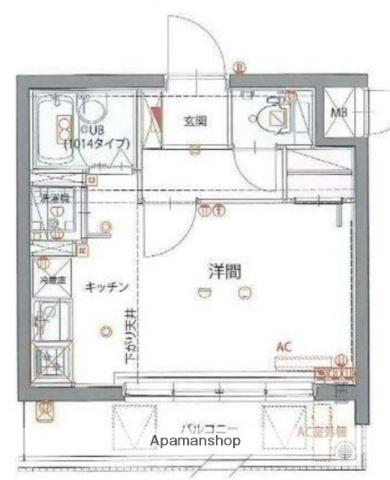 ジェノヴィア仲池上グリーンウォール(ワンルーム/3階)の間取り写真
