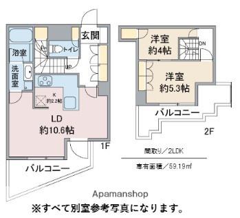 ユニーブル島津山(2LDK/9階)の間取り写真