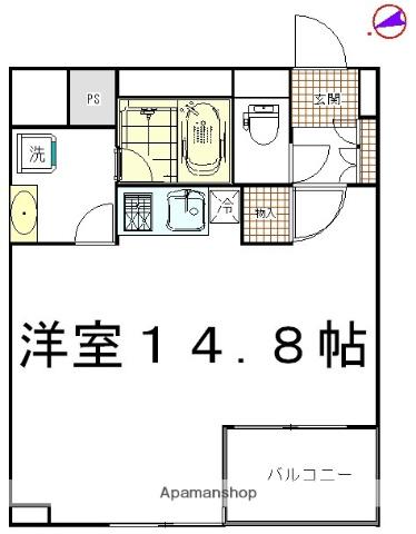 ユニーブル島津山(ワンルーム/2階)の間取り写真