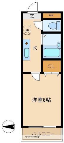 カペラⅡ(1K/5階)の間取り写真