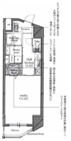 シティインデックス武蔵小山(1K/6階)の間取り写真