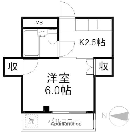 ベルウッド(1K/4階)の間取り写真
