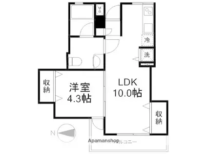 第2シャトレー青山(1LDK/1階)の間取り写真