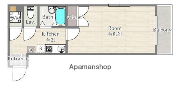 ブルーム学芸大Ⅱ(1K/3階)の間取り写真