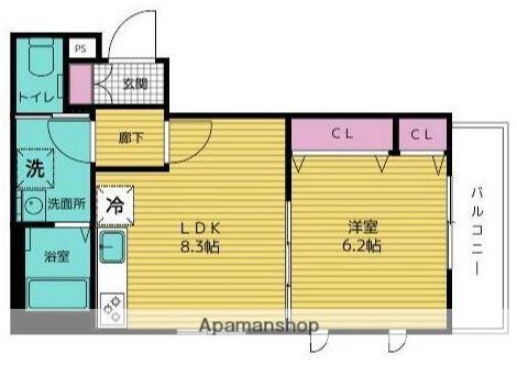 GRACE多摩川(1LDK/3階)の間取り写真