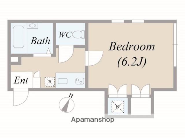 アクアブラン目黒レジデンス(1K/2階)の間取り写真
