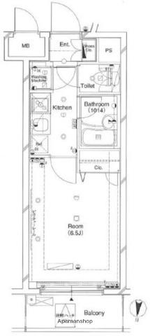 L-FLAT高輪台(1K/3階)の間取り写真