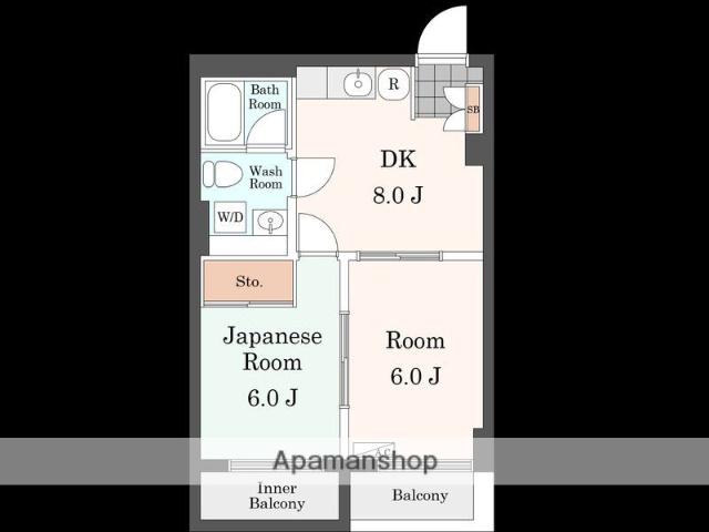 ノアール(2DK/4階)の間取り写真