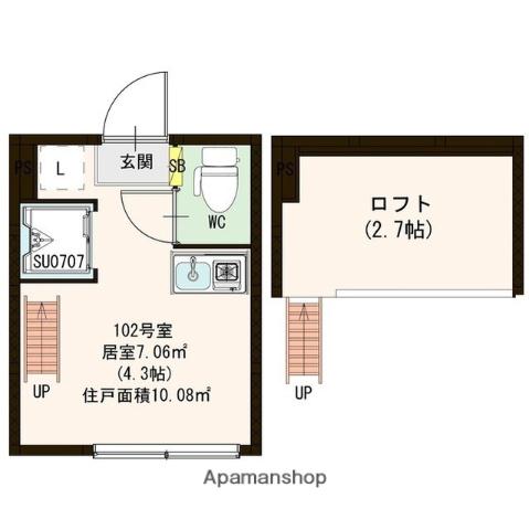 PREMIER不動前(ワンルーム/1階)の間取り写真