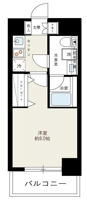 PREMIUM CUBE 三田(1K/9階)の間取り写真