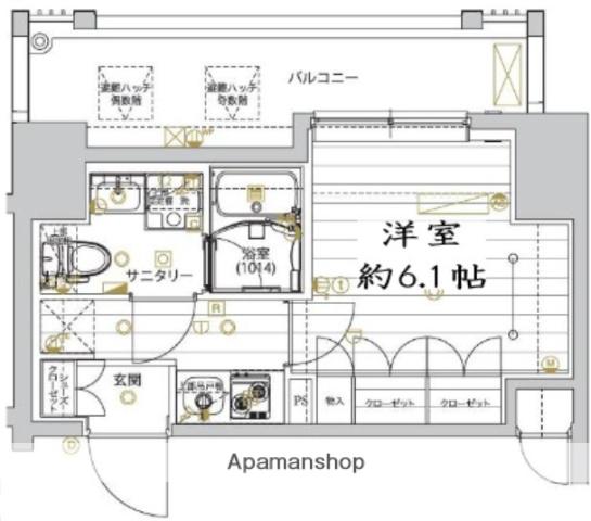レガリス品川サウス(1K/4階)の間取り写真
