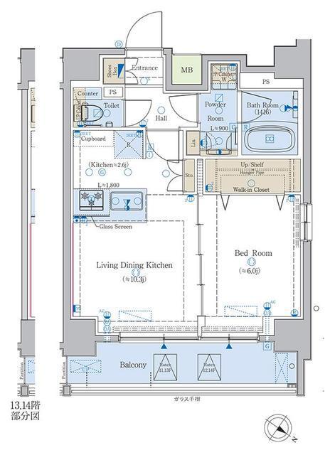 SS.FLAT北品川(1LDK/12階)の間取り写真