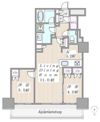 プライムパークス品川シーサイド ザ・タワー 26階階 間取り