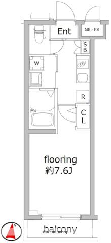 グランヴァン多摩川(1K/3階)の間取り写真