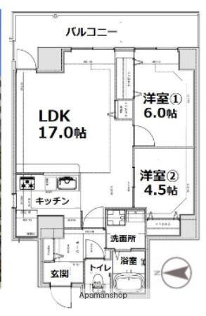 シティコート目黒2棟(2LDK/2階)の間取り写真