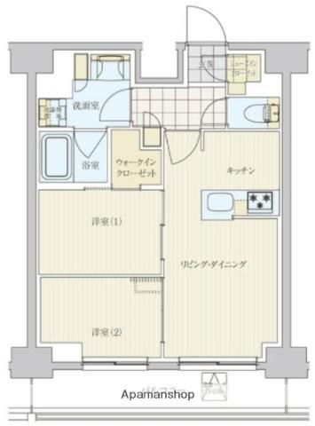 リビオメゾン戸越銀座(2LDK/15階)の間取り写真