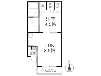 アザレアハイツ(1LDK/2階)の間取り写真