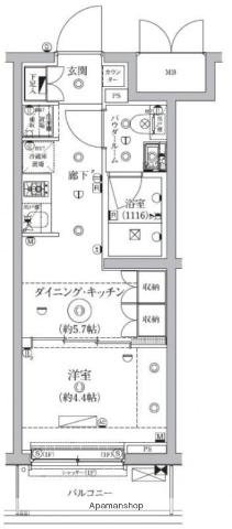 セジョリ鵜の木(1DK/4階)の間取り写真