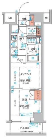 ハーモニーレジデンス東京羽田スカイブリッジ(2K/3階)の間取り写真