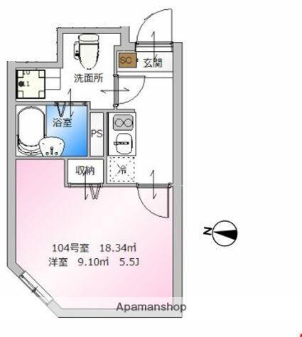 REBERTY目黒南(1K/1階)の間取り写真