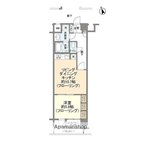 アルシオンエアポートタワー(1LDK/15階)の間取り写真