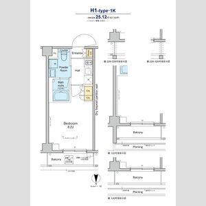プラウドフラット品川大井町(1K/2階)の間取り写真