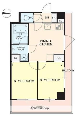 カレススタイル多摩川(2DK/4階)の間取り写真