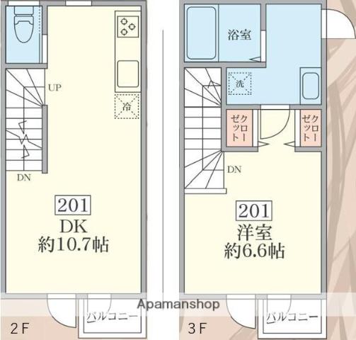 コンフォルトⅩ(1LDK/2階)の間取り写真
