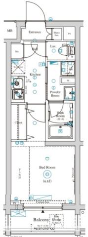 ディアレイシャス東京サウスパレス(1K/1階)の間取り写真
