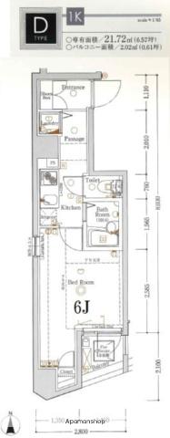 XEBEC中延(1K/5階)の間取り写真