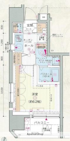 エステムプラザ品川大井町クリスタルヒルズ(1K/11階)の間取り写真
