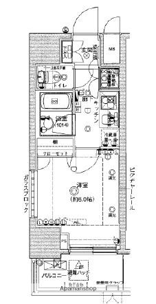 ブライズ品川南LE‐LION(1K/1階)の間取り写真