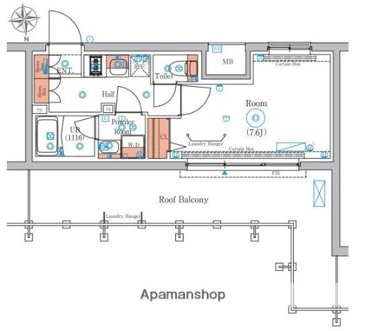 エストゥルース羽田(1K/4階)の間取り写真