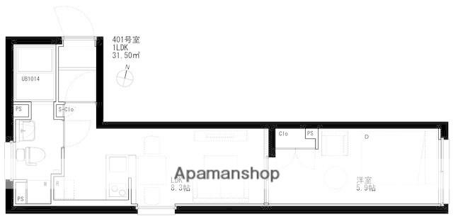 TWIN SPEC NISHI-OI イースト(1LDK/4階)の間取り写真
