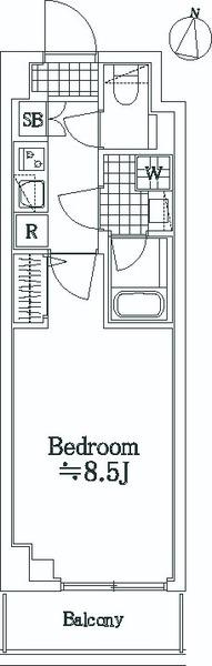 GENOVIA本羽田SKYGARDEN(1K/1階)の間取り写真