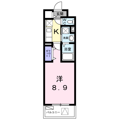 プティメゾン青葉台(1K/1階)の間取り写真