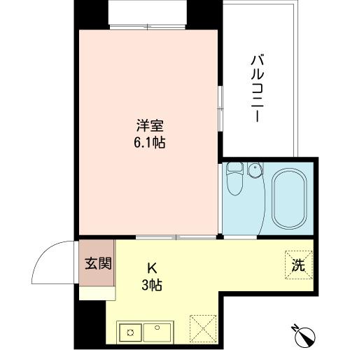 ピア豪徳寺Ⅱ(1K/4階)の間取り写真