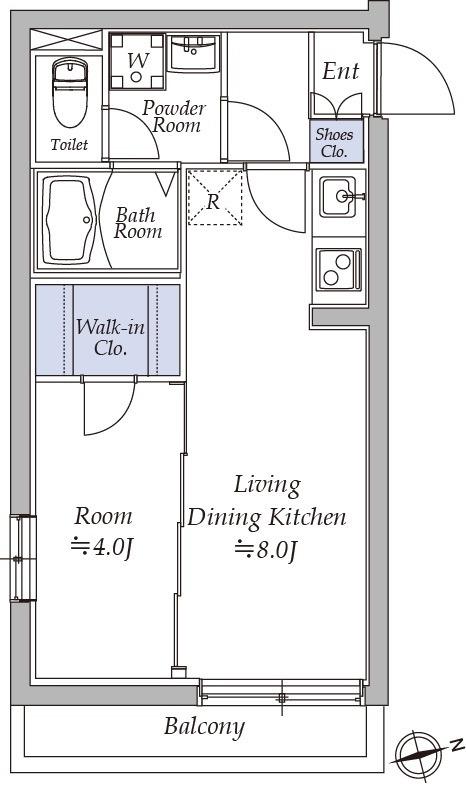 アトリオフラッツ奥沢(1LDK/4階)の間取り写真