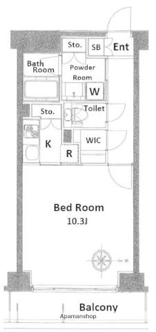 クリオ蒲田2(1K/2階)の間取り写真