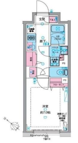 ジェノヴィア鵜の木(1K/2階)の間取り写真