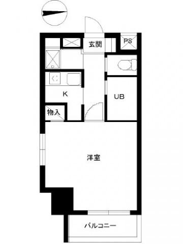 スカイコート高輪(1K/4階)の間取り写真