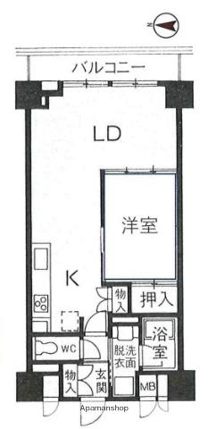 パインコート梅屋敷(1LDK/9階)の間取り写真