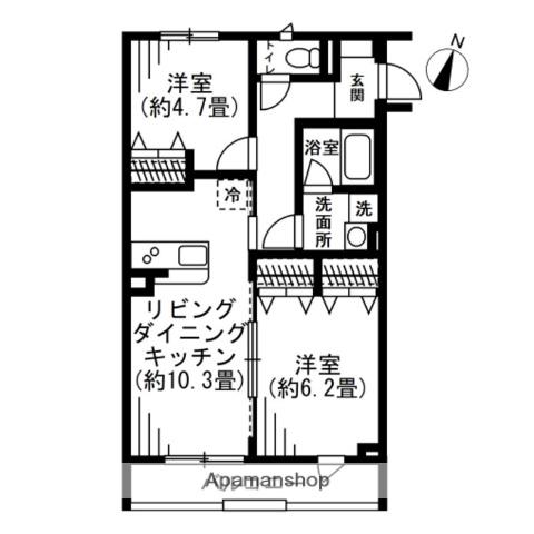 ソサエティ池上(2LDK/2階)の間取り写真