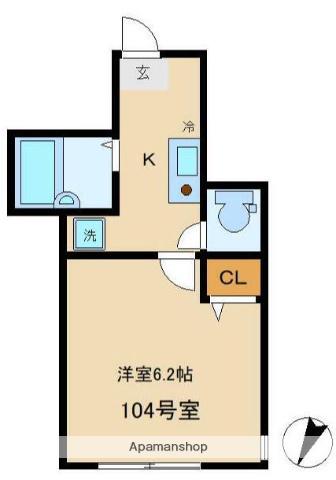 VILLA VIENT TOGOSHIKOEN(1K/1階)の間取り写真