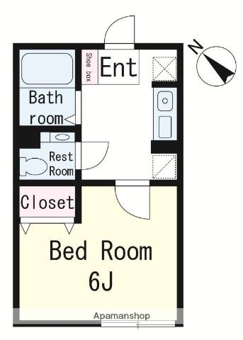 シェトワ中央(1K/1階)の間取り写真