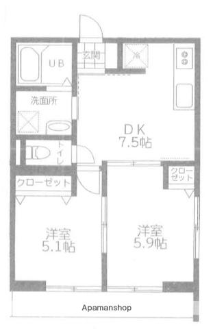 エルクラシス西品川(2DK/2階)の間取り写真