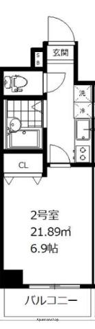 クレッシェンドK(1K/4階)の間取り写真