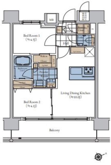 エスティメゾン大森(2LDK/13階)の間取り写真